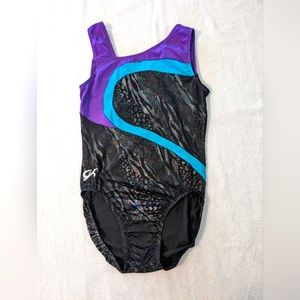 GK ELITE Gymnastics Dance Leotard AL Adult Large Purple Teal Tiger Zebra RAINBOW